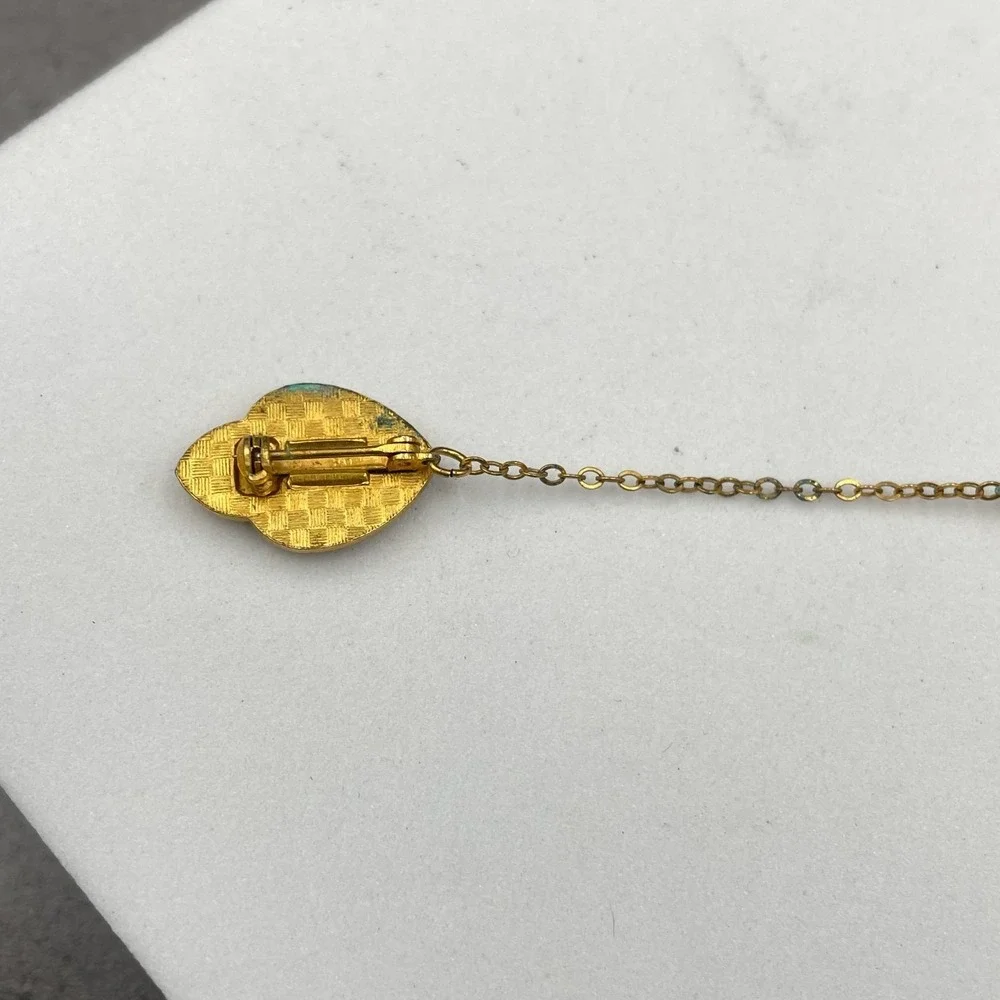 VTG LA Junior High School 1960 Classic Gold-Tone Enameled Tie‎ Chain Guard Pin